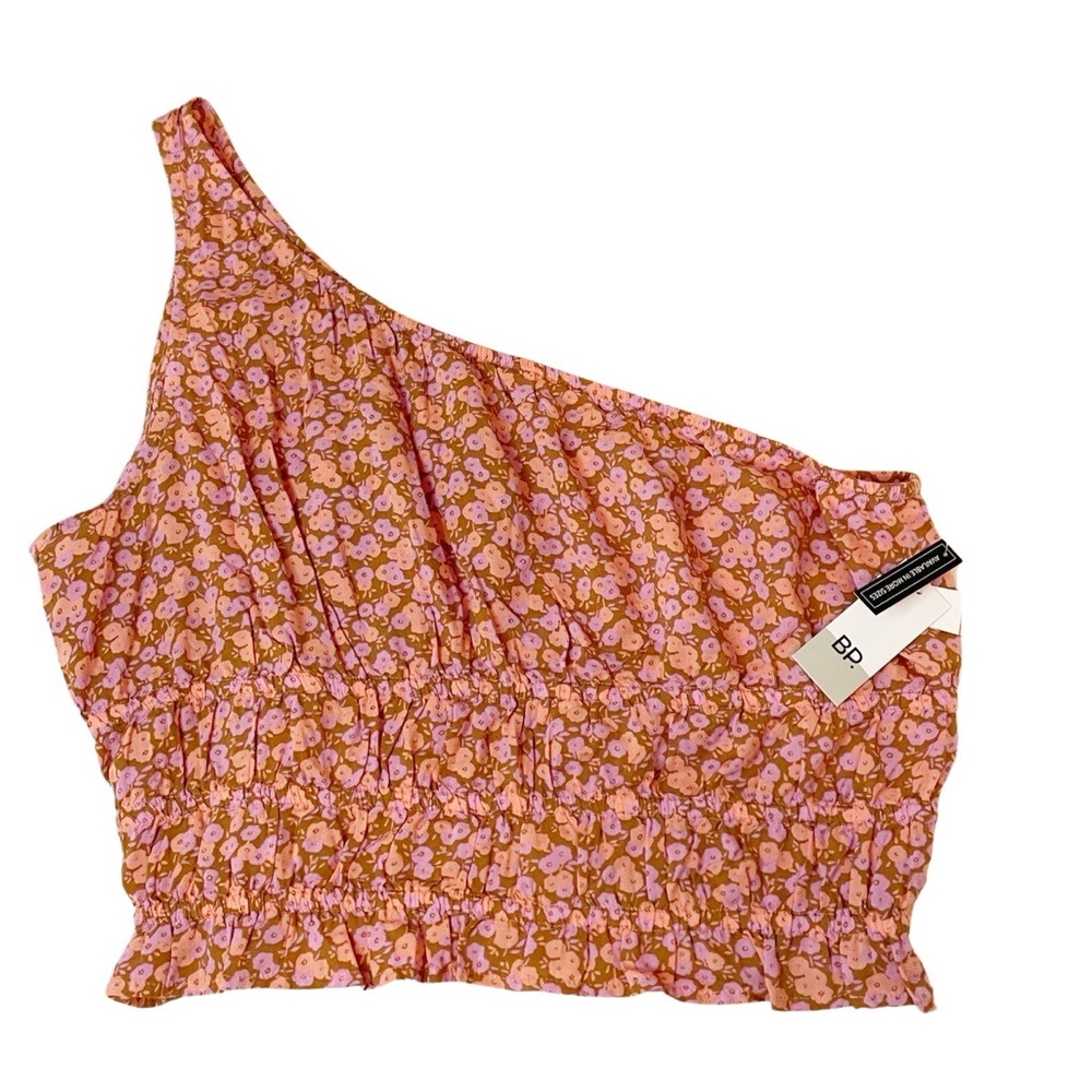 NWT BP Asymetrical Crop Tank Top Elastic Neckline Flowy Floral Bodycon‎ Size 1X